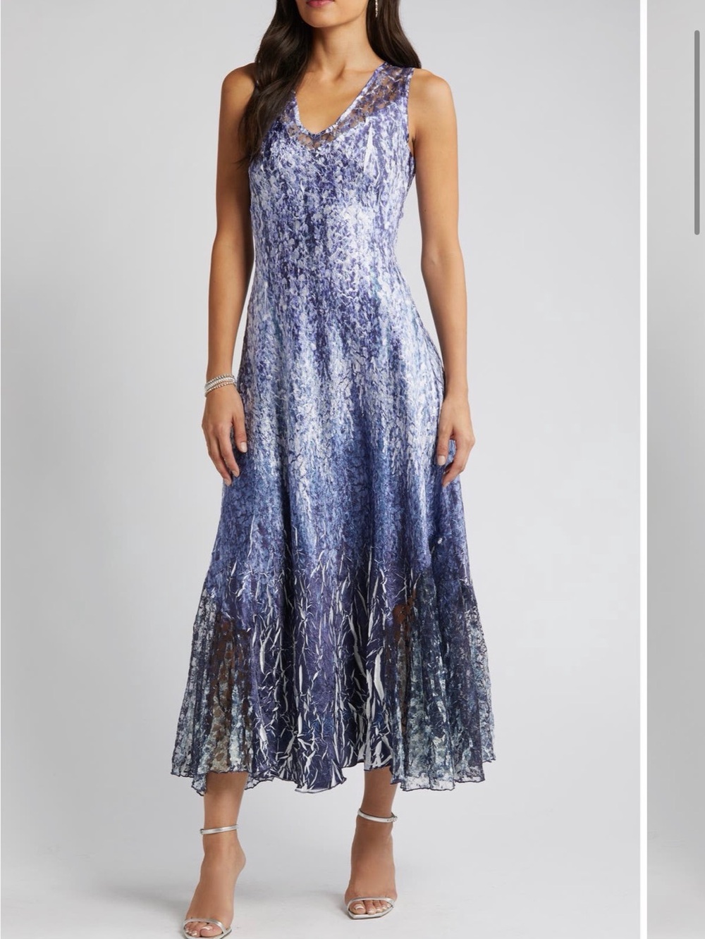 Komarov Lace up back Charmeuse dress